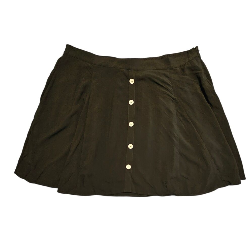NEW ModCloth Black Button Front A-Line Skirt Dize 2X Elastic Waist Pockets